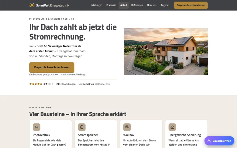 Photovoltaik-Betrieb — Nachher
