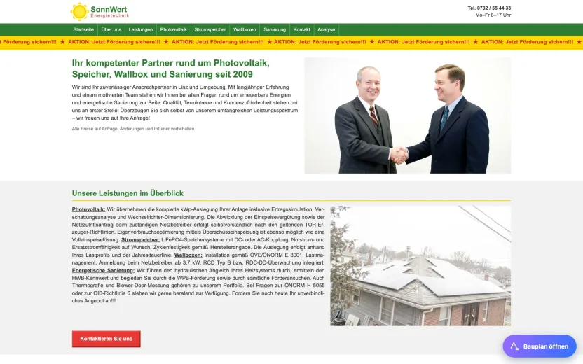 Photovoltaik-Betrieb — Vorher